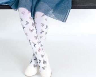 Girls' tights with printed butterflies pattern- Mariposa by Knittex- 40 denier