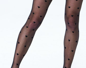 Hearts patterned tights by Sentelegri - 20 denier