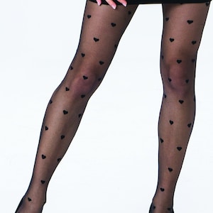 Hearts patterned tights by Sentelegri - 20 denier