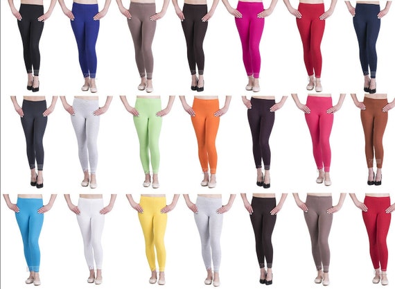 Womens Cotton Leggings Full Length Plus Sizes 8 10 12 14 16 18 20