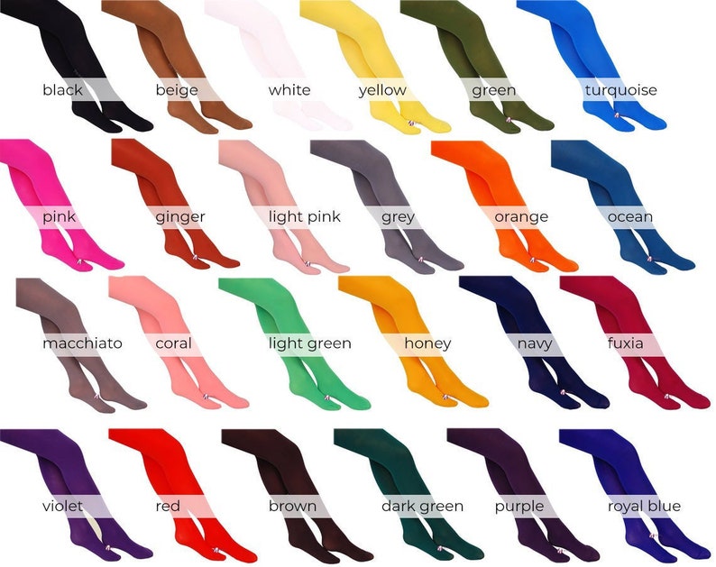 Opaque Tights choose from 26 Fashionable Colours 40 denier by Sentelegri, Sizes S-XL