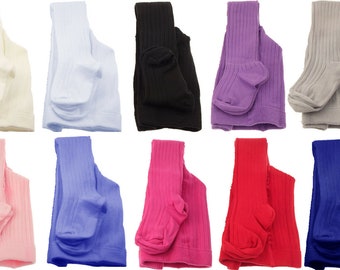 Girls Baby Ribbed Cotton Tights Thick Winter Warm 100% Cotton Outer, "Tuptusie"- 10 Colours