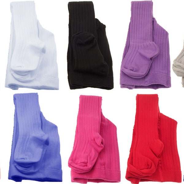 Girls Baby Ribbed Cotton Tights Thick Winter Warm 100% Cotton Outer, "Tuptusie"- 10 Colours