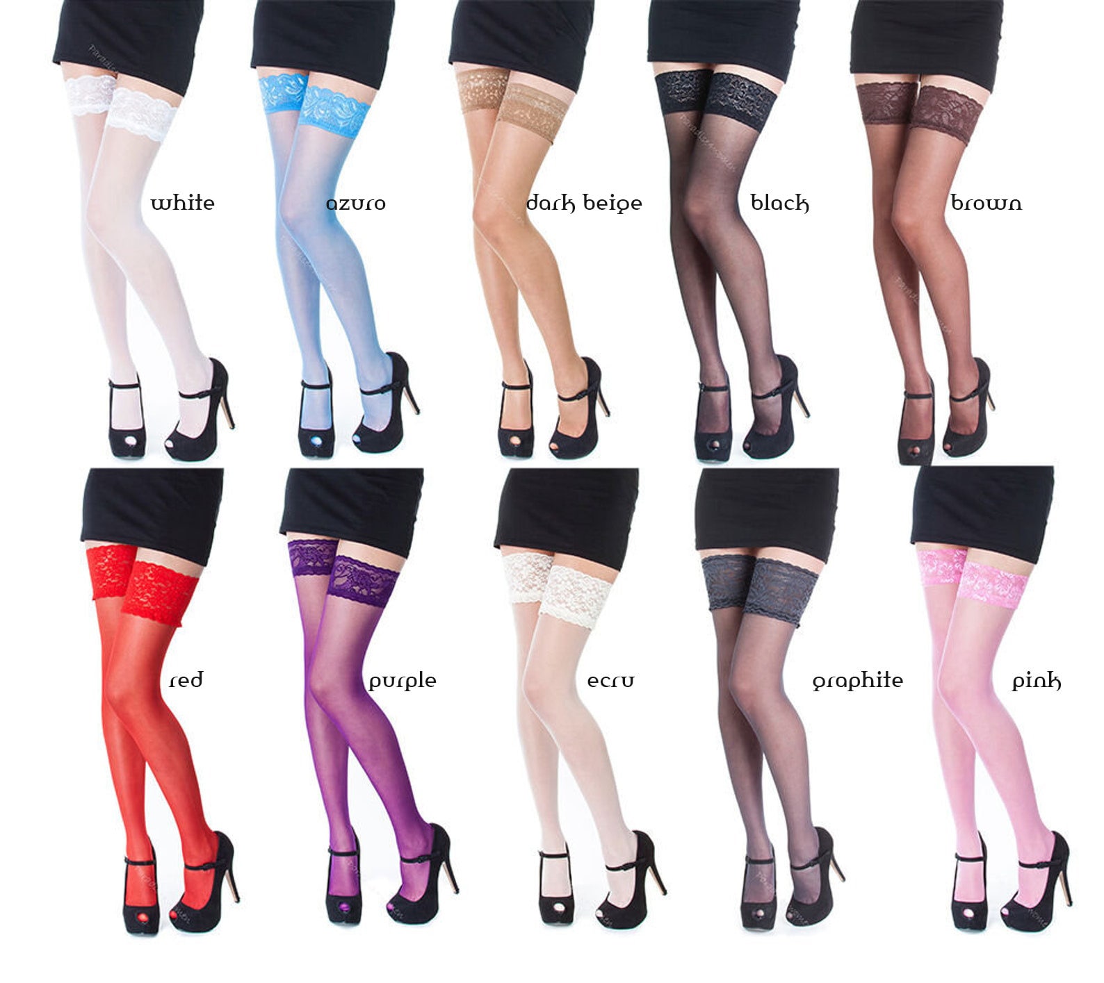 Silk Stockings Silk Stockings for Women Thigh High Stockings 5 PCS Nylon  Lace Top Stay Up Silky Semi Sheer Knee Stocking for Women 