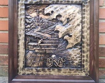 Hand Carved Wood Wall Hanging, Stephen King Tribute