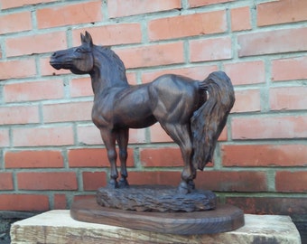 Wood carving, Wood carved, Wood art, Wooden sculpture, Home decor, Horse sculpture, Gift