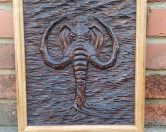 Wood Carving: Cthulhu Wall Relief, HP Lovecraft Art