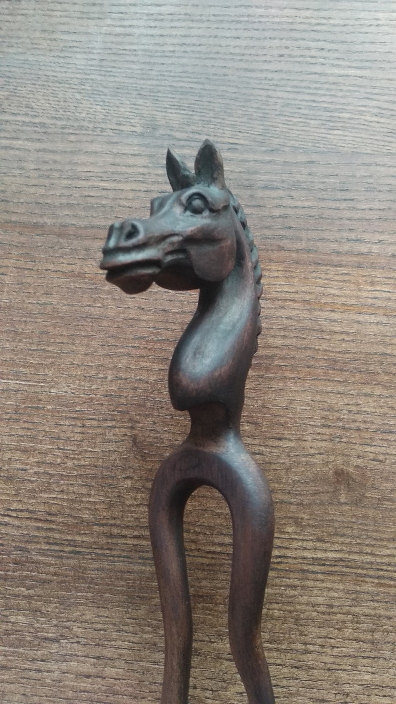 Hair fork Hair Stick Hairstick Gift Hair Accessories Wood Sculpture Gift women Hairpin horse Hairfork Sphynx horse