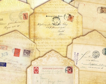 Printable Vintage Grunge Shabby Envelopes  - Digital Ephemera for Scrapbooks and Junk Journals