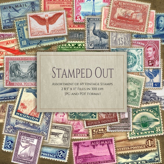 Printable Vintage Postage Stamps Travel and Transport Themed Etsy