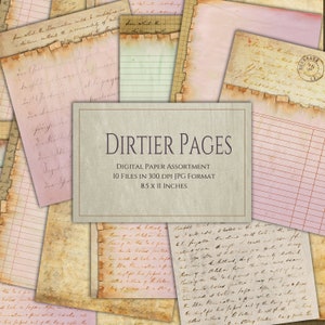 Dirtier Pages - Distressed Grunge Digital  Ephemera Paper Assortment