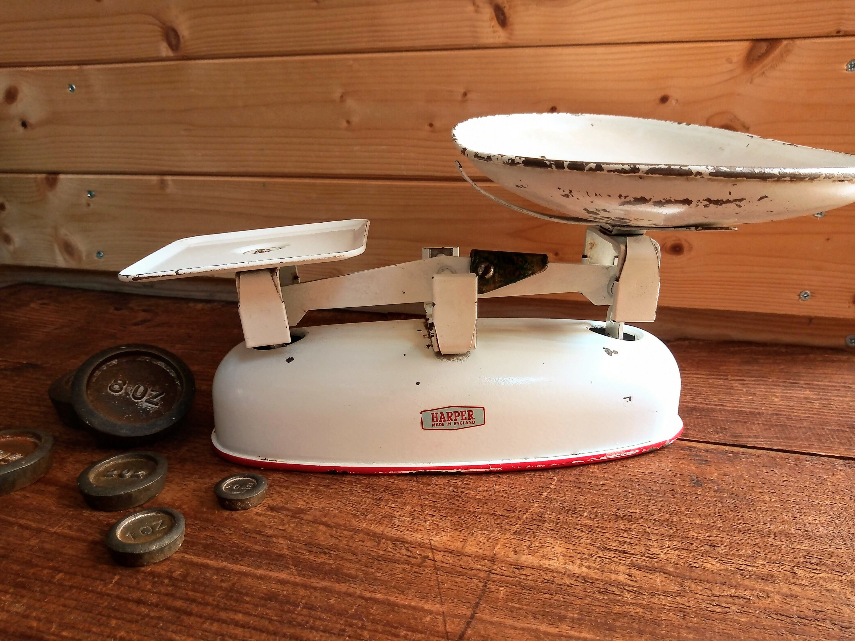 Vintage Harper Metal Balance Weighing Scales In White And Red Etsy