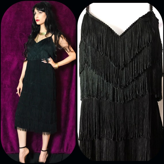 Vintage Lilli Diamond 1970s does 1920s Black Fring