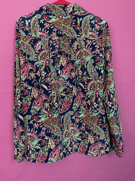 Vintage 90s Colorful Paisley Button Up Blouse - image 7