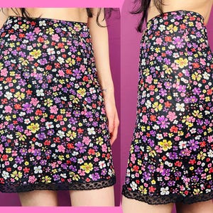 Vintage 60s Van Raalte Flower Power Slip with Lace