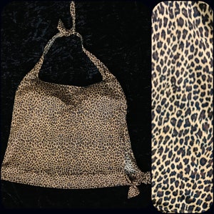 Vintage Leopard Print Halter Neck Swimsuit Top size 18