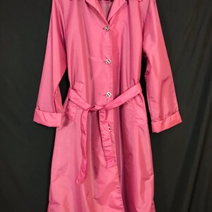 Vintage 80s Long Raspberry Raincoat Nylon Silver Buttns - Etsy UK