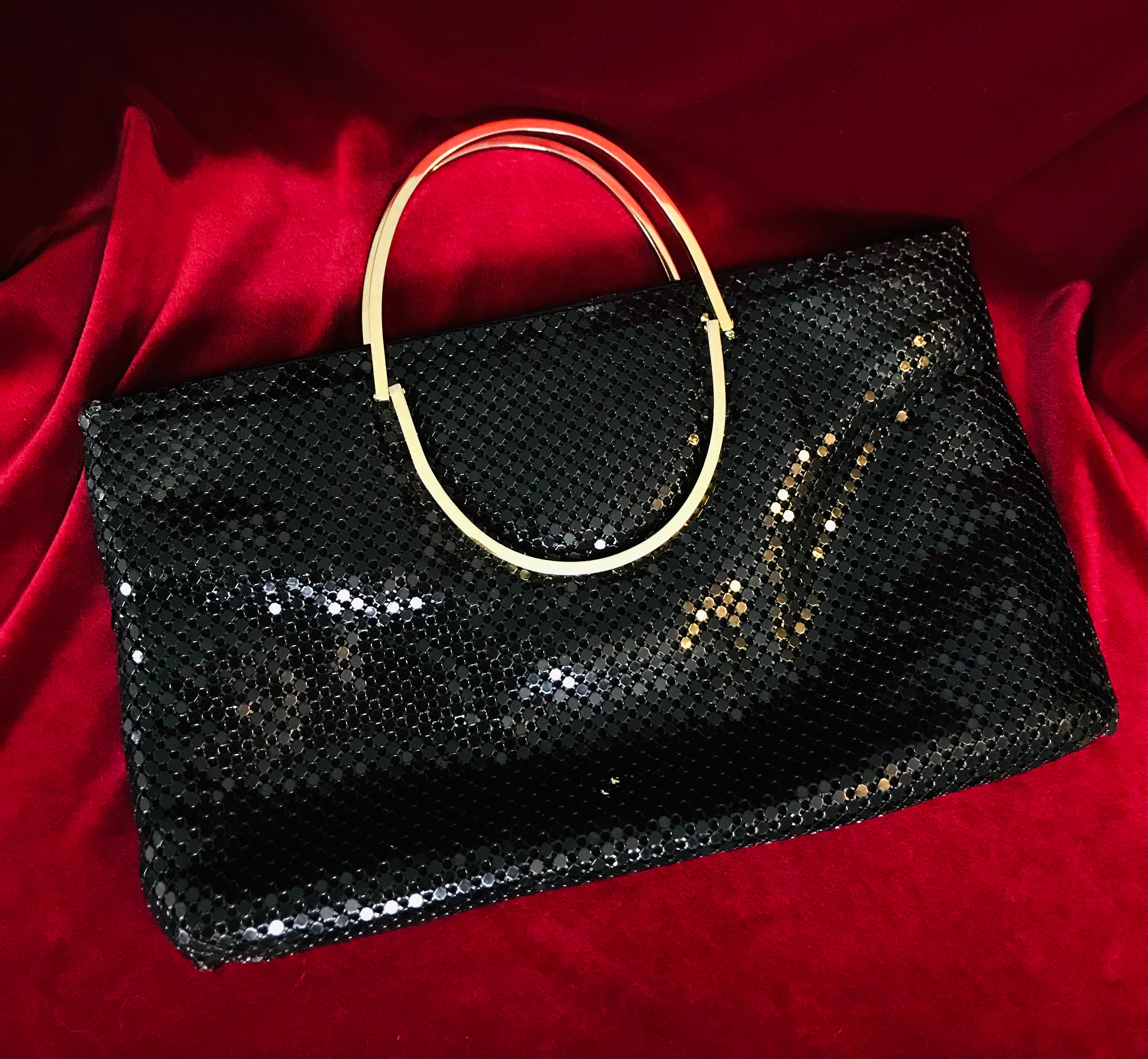 Vintage Black Metal Mesh Handbag Purse with Gold Oring Handle Etsy