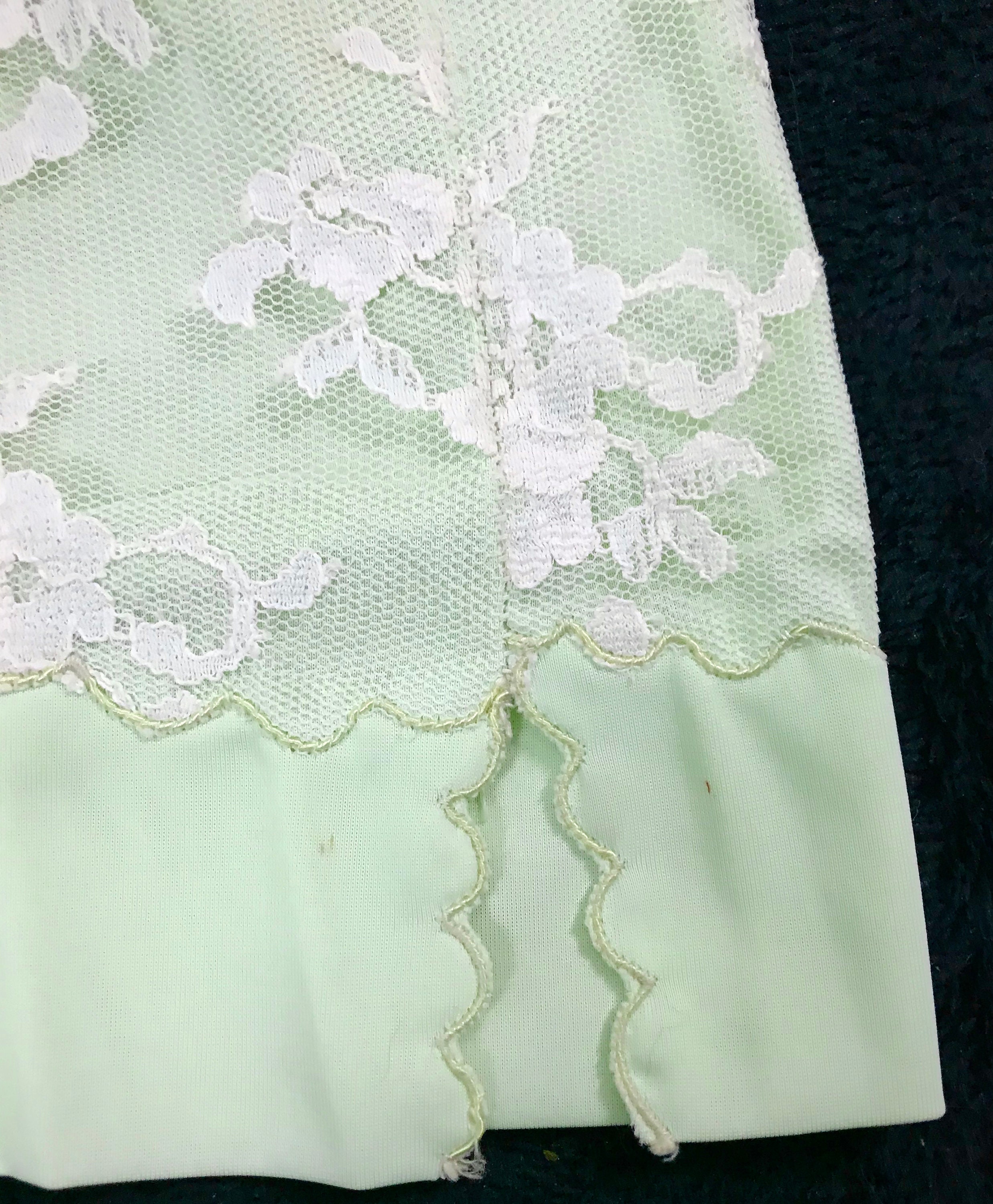 Vintage 1950s Mint Green Half Slip With White Floral Lace XS Etsy