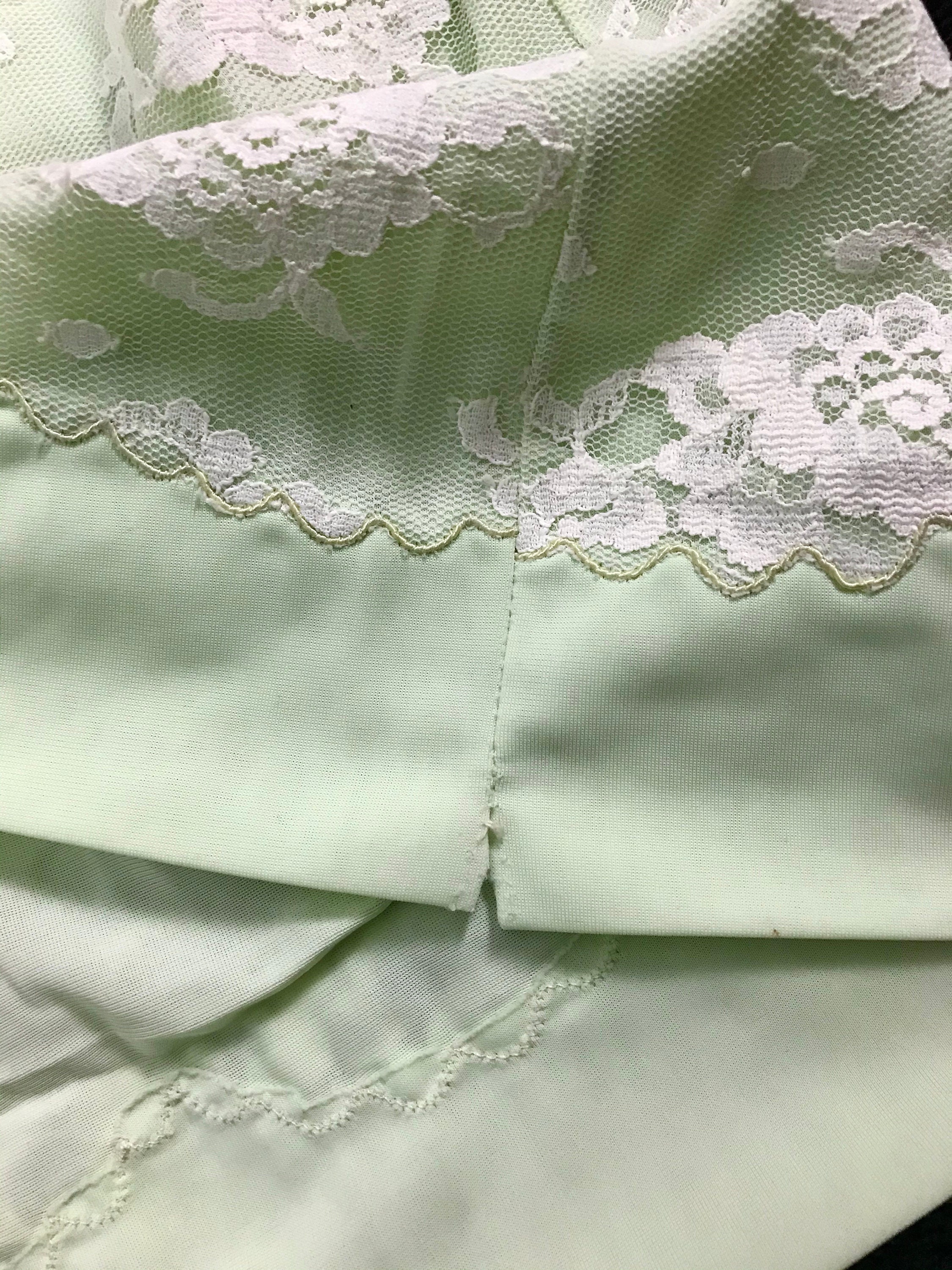 Vintage 1950s Mint Green Half Slip with White Floral Lace XS Etsy