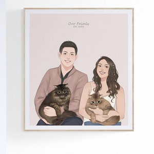 Digital Couple Portrait, Personalized Gift, Custom Caricature, Custom Drawing, Personalized Gift, New Home Gifts, Father's Day gift