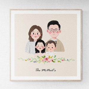 Digital Custom Couple Portrait, Cute Cartoon Anime Caricature, Family, Personalized/Anniversary/Wedding Gift, Father's Day gift