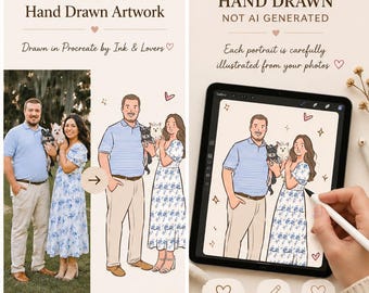 Custom Hand-drawn Couple Portrait, Cartoon Anime Caricature, Personalized Digital Gift (Digital Download), Halloween, Thanksgiving Gift