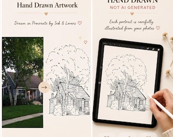 Custom Hand-Drawn House Portrait, Anniversary Gift, Housewarming Present (Digital Download), non AI custom artwork, Halloween Gift