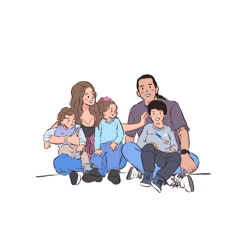 Portrait de couple personnalisé dessiné à la main, caricature d'anime de dessin animé non IA, famille, anniversaire personnalisé, fête des pères, vacances, cadeau numérique image 11