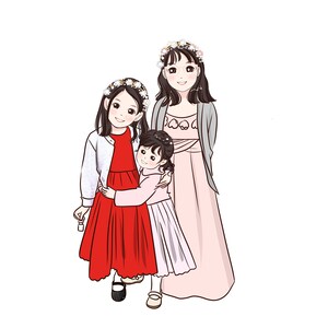 Puede incluir: Tres chicas con coronas de flores y vestidos. La chica del medio lleva un vestido rosa y tiene los brazos alrededor de la chica que est&aacute; delante de ella, que lleva un vestido rojo. La chica de atr&aacute;s lleva un c&aacute;rdigan gris sobre un vestido rosa.