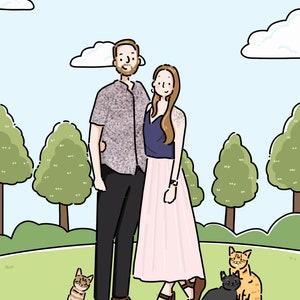 Digital Custom Family Portrait, Cute Couple Portrait Drawing, Couple gift, Custom illustration, Mother's Day Gift image 9