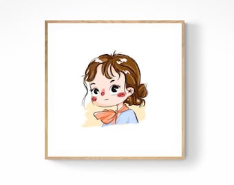 Custom Couple Portrait, Chibi Cartoon Caricature, Personalized Anniversary Gift (Digital Download)