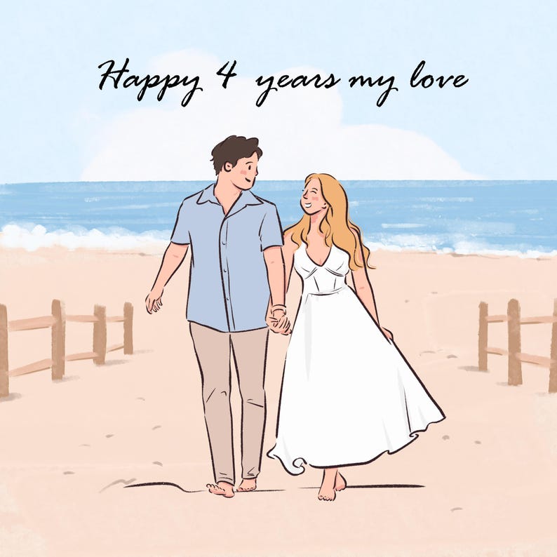 Portrait de couple personnalisé dessiné à la main, caricature d'anime de dessin animé non IA, famille, anniversaire personnalisé, fête des pères, vacances, cadeau numérique image 13