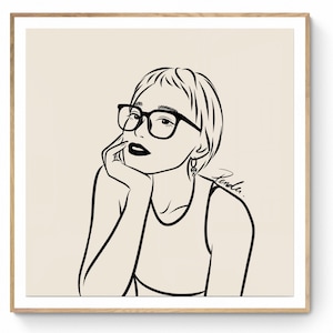 Digital Custom Line Drawing, Minimalist Illustration, Couple Portrait, Single line art, abstract portrait, Father's Day gift