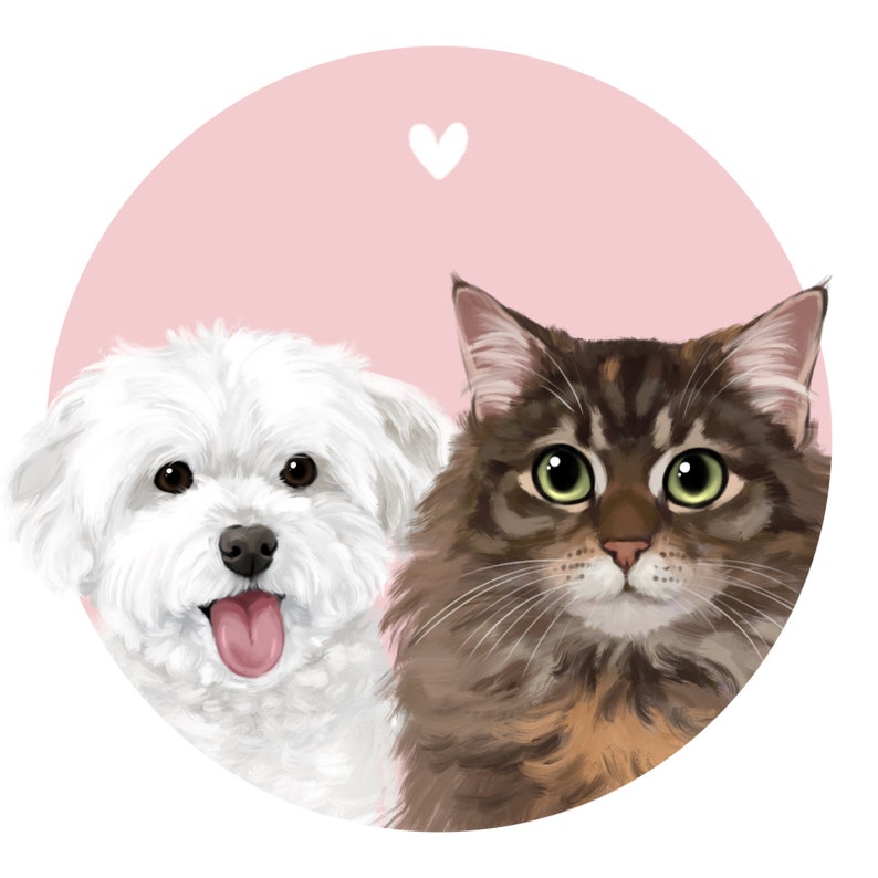 Digital Custom Pet Portrait, Custom Puppy Painting, Cat Portrait, Dog Portrait, Fur Family, Personalized Gift, Mother's Day Gift image 4