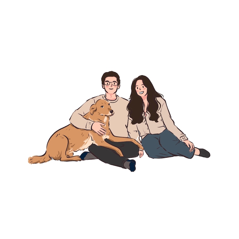 Portrait de couple personnalisé dessiné à la main, caricature d'anime de dessin animé non IA, famille, anniversaire personnalisé, fête des pères, vacances, cadeau numérique image 16