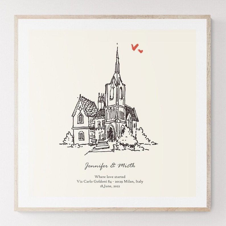 bespoke line art house sketch perfect for anniversary, birthday, house warming, Christmas gift.