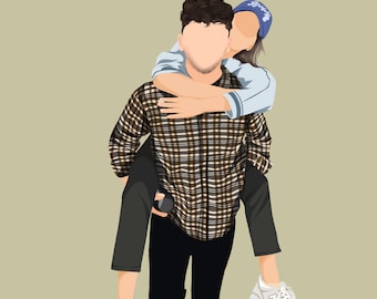 Custom Faceless Portrait Illustration, Personalized Photo Art, Anniversary Gift (Digital Download)