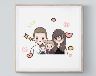 Digital Couple Portrait, anime portrait, portrait from photo, nursery, family portrait, cartoon portrait, Halloween, Thanksgiving Gift