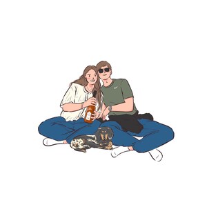 Portrait de couple personnalisé dessiné à la main, caricature d'anime de dessin animé non IA, famille, anniversaire personnalisé, fête des pères, vacances, cadeau numérique image 9