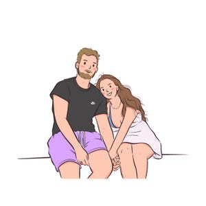 Portrait de couple personnalisé dessiné à la main, caricature d'anime de dessin animé non IA, famille, anniversaire personnalisé, fête des pères, vacances, cadeau numérique image 8