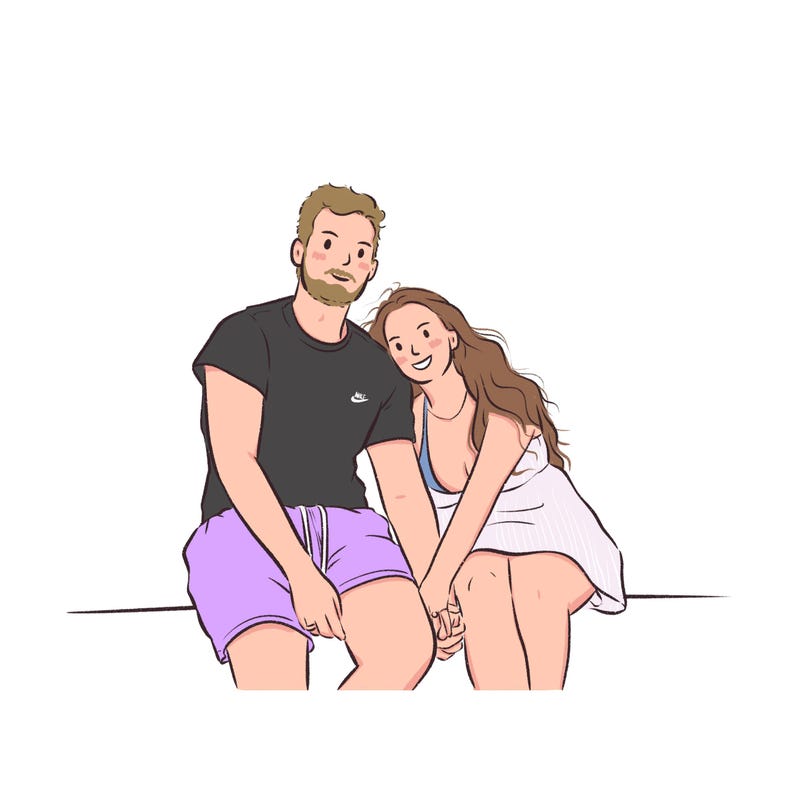 Portrait de couple personnalisé dessiné à la main, caricature d'anime de dessin animé non IA, famille, anniversaire personnalisé, fête des pères, vacances, cadeau numérique image 8