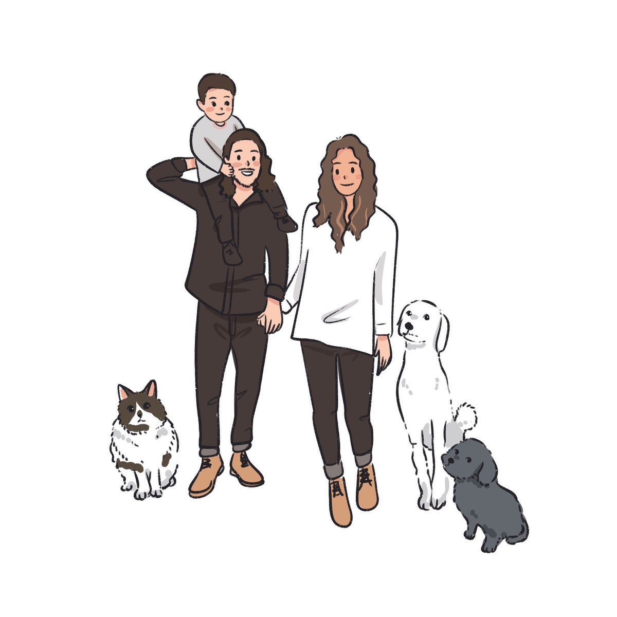 Custom Hand-drawn Couple Portrait