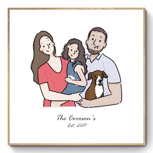 Digital Custom Family Portrait, Cute Couple Portrait Drawing, Couple gift, Bespoke portrait, Custom illustration, Father's Day gift