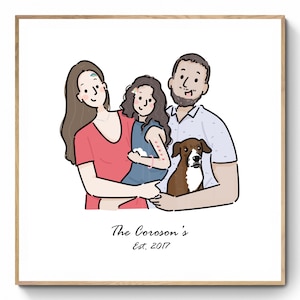 Digital Custom Family Portrait, Cute Couple Portrait Drawing, Couple gift, Custom illustration, Mother's Day Gift