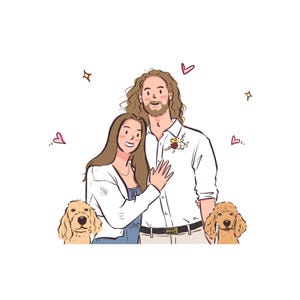 Portrait de couple personnalisé dessiné à la main, caricature d'anime de dessin animé non IA, famille, anniversaire personnalisé, fête des pères, vacances, cadeau numérique image 17