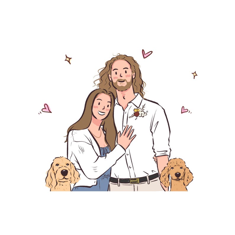Portrait de couple personnalisé dessiné à la main, caricature d'anime de dessin animé non IA, famille, anniversaire personnalisé, fête des pères, vacances, cadeau numérique image 17