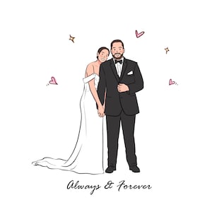 Portrait de couple personnalisé dessiné à la main, caricature d'anime de dessin animé non IA, famille, anniversaire personnalisé, fête des pères, vacances, cadeau numérique image 14