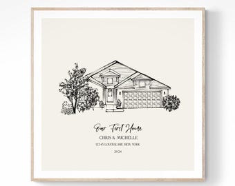 Digital Art, Hand Drawn Custom Bespoke House Sketch, Anniversary Gift, Housewarming Present, Realtor Gift, Moving, Father's Day Gift