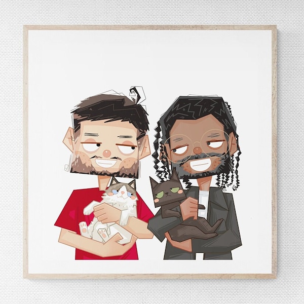 デジタル手描きカスタム抽象家族肖像画（ペット付き）、写真からのイラスト、カップルの漫画風ウォールアート、母の日のギフト